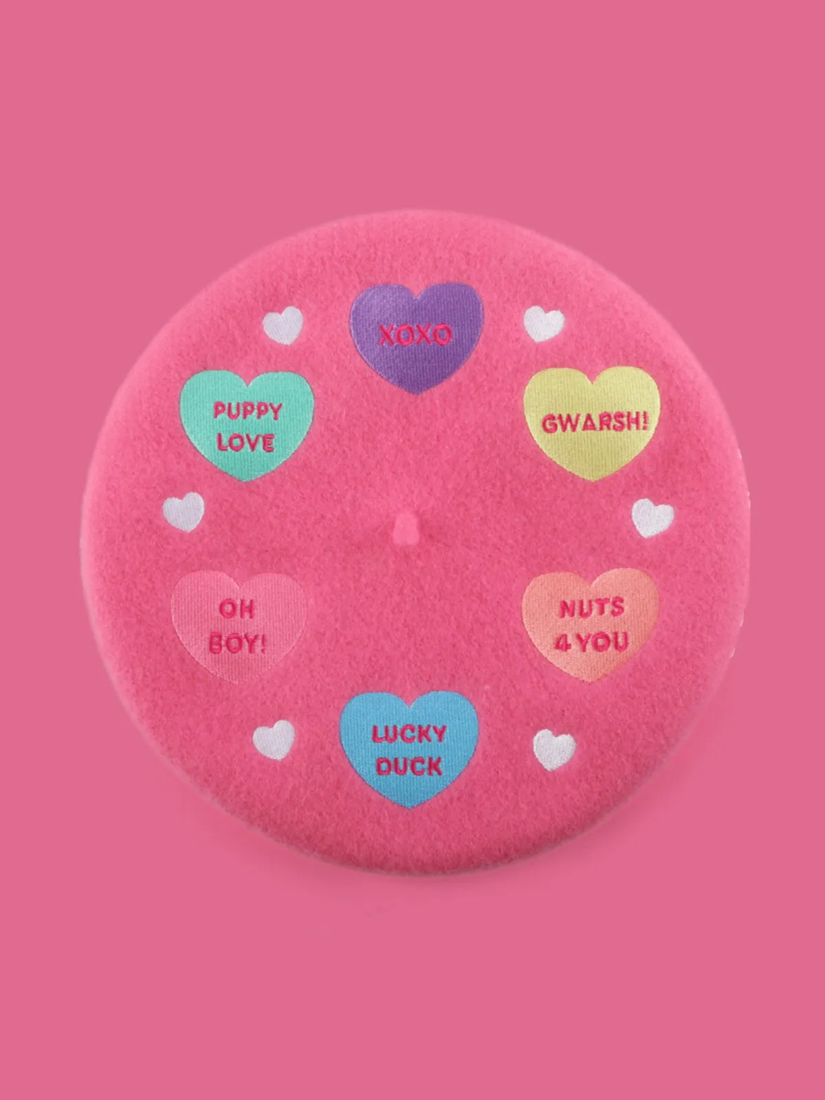 Lots Of Love Embroidered Wool Beret Hat