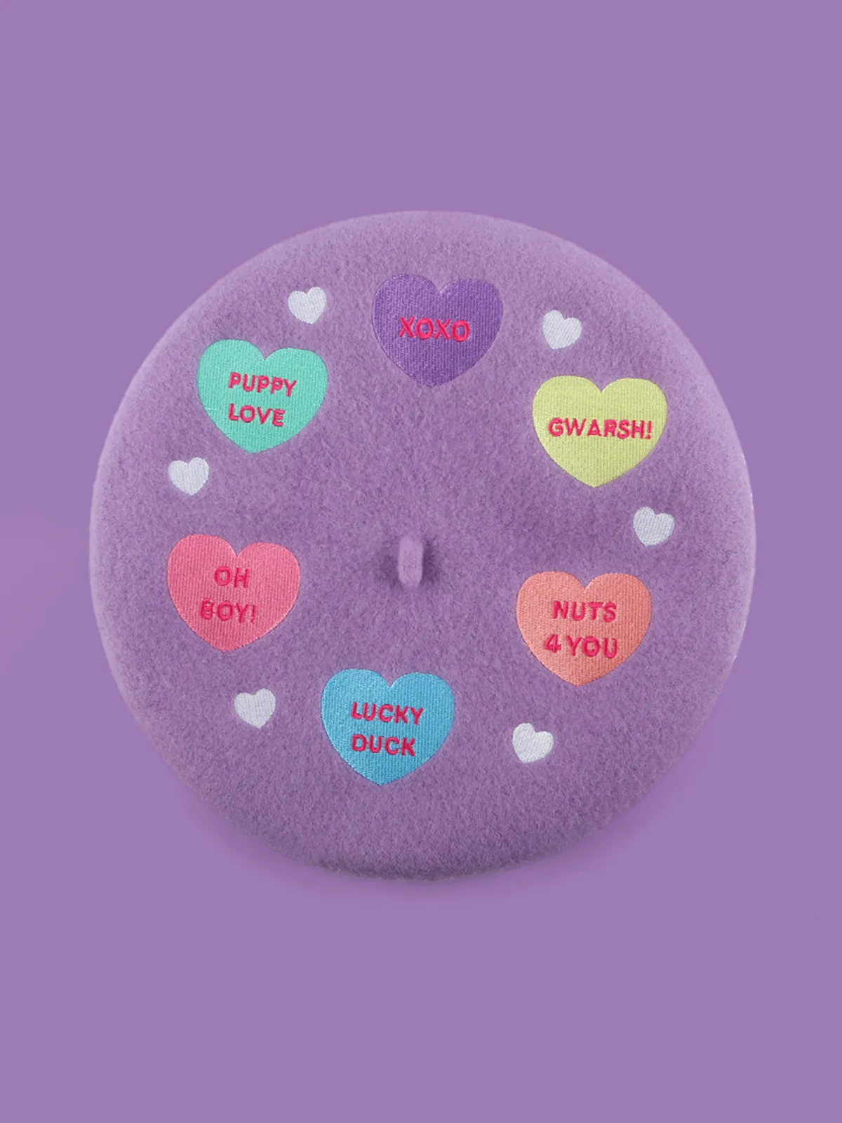 Lots Of Love Embroidered Wool Beret Hat