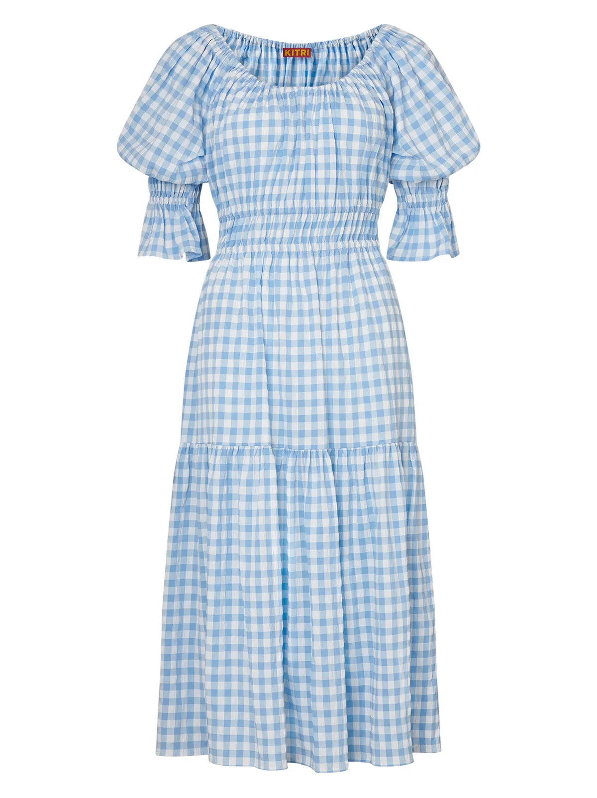 Margot Blue Gingham Midi Dress