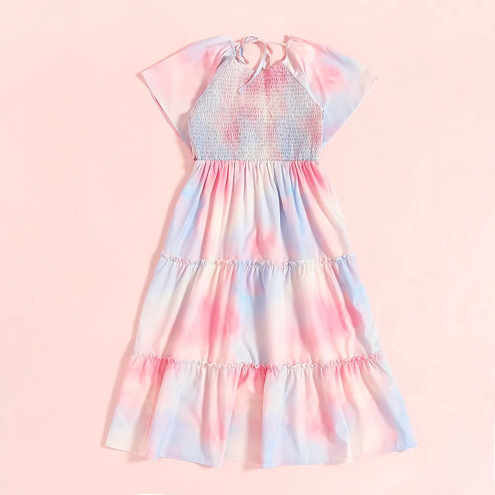Mom & Me Flutter Sleeve Ruffle Hem Dress
