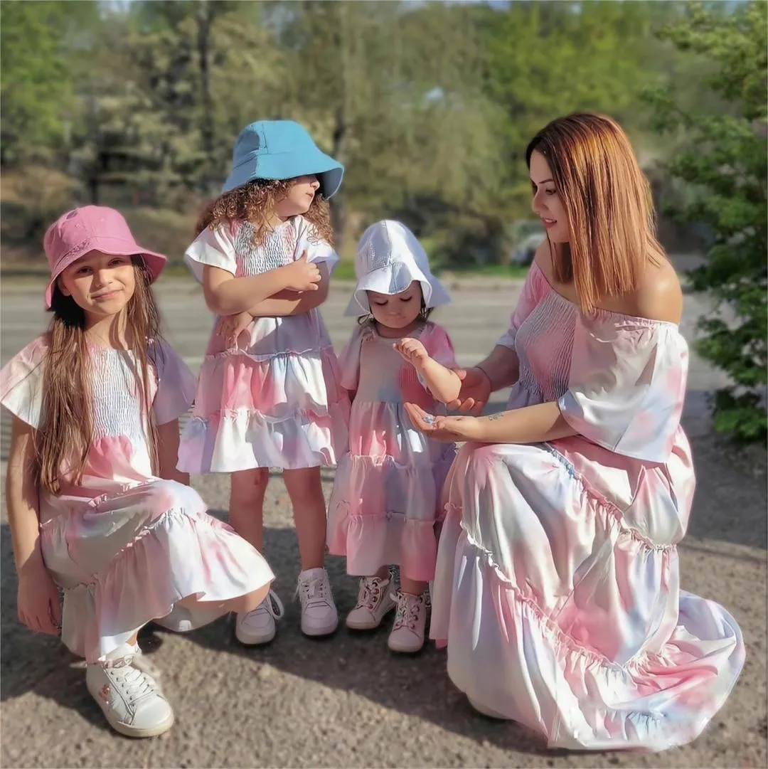 Mom & Me Flutter Sleeve Ruffle Hem Dress