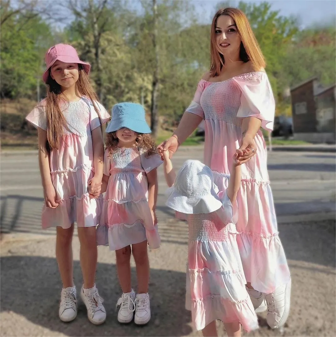 Mom & Me Flutter Sleeve Ruffle Hem Dress