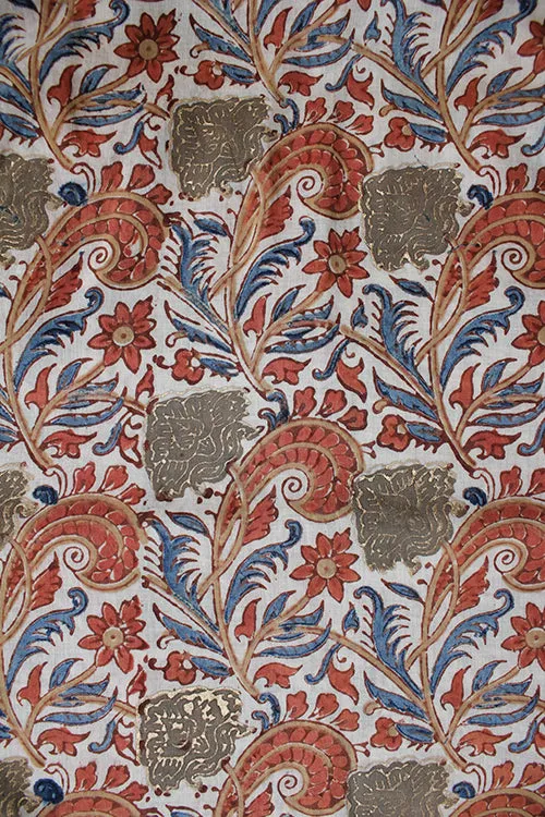 Natural Dyed Block Printed Cotton Fabric with Touch Of Pigment Gold Print