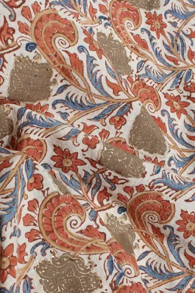 Natural Dyed Block Printed Cotton Fabric with Touch Of Pigment Gold Print