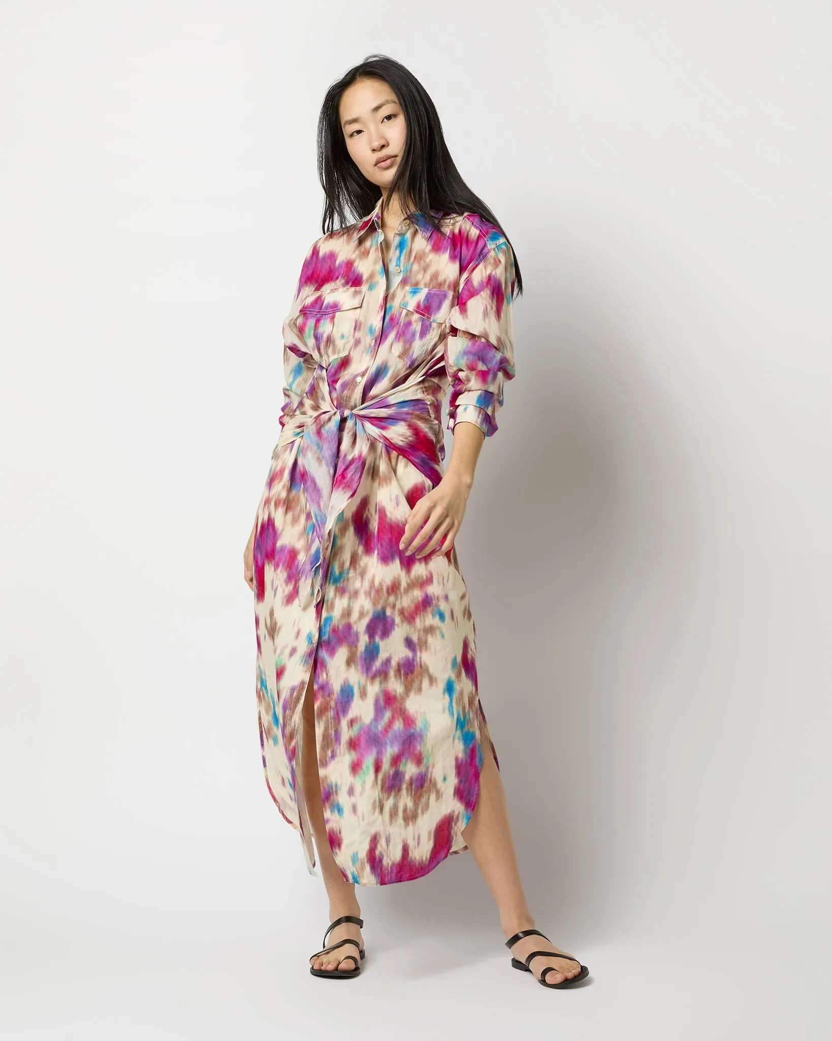 Nesly Dress in Beige/Raspberry