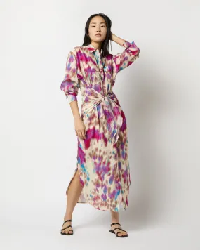 Nesly Dress in Beige/Raspberry