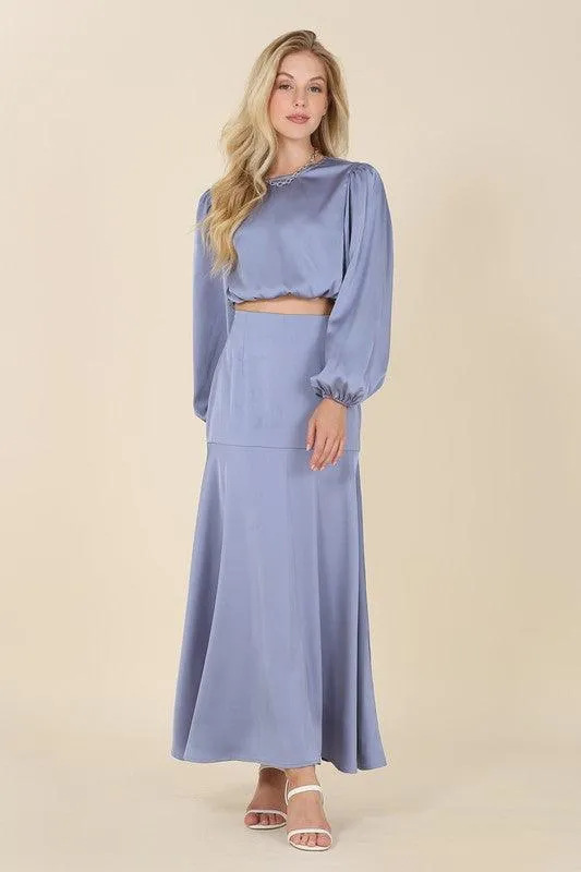 Nora Dressed Up in Satin Two-Piece Mermaid Dress Set