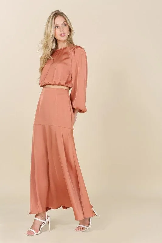 Nora Dressed Up in Satin Two-Piece Mermaid Dress Set