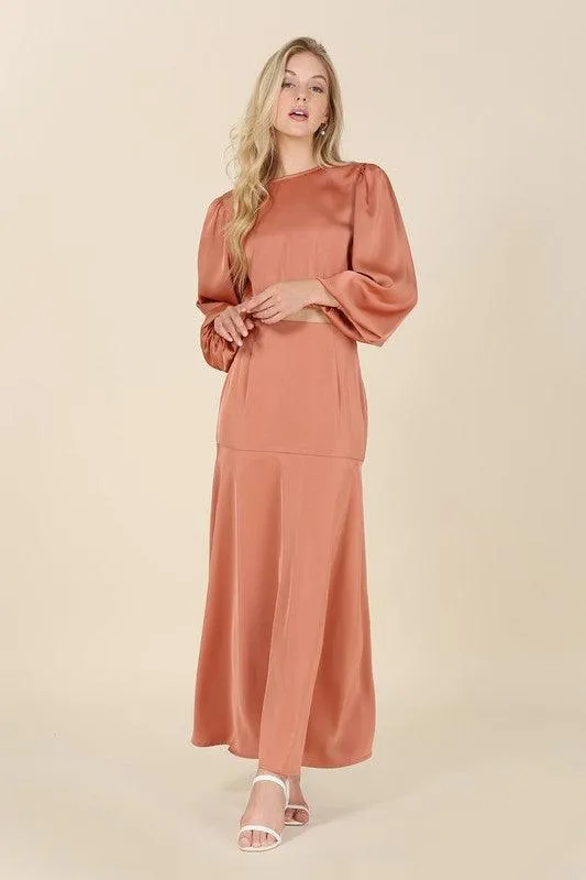 Nora Dressed Up in Satin Two-Piece Mermaid Dress Set