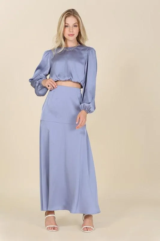 Nora Dressed Up in Satin Two-Piece Mermaid Dress Set