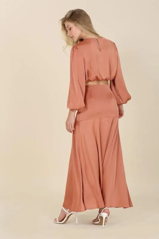 Nora Dressed Up in Satin Two-Piece Mermaid Dress Set