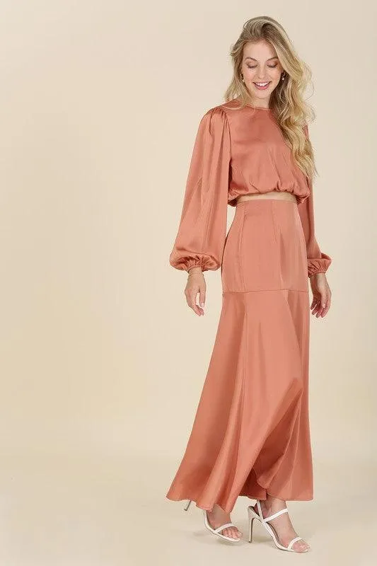 Nora Dressed Up in Satin Two-Piece Mermaid Dress Set