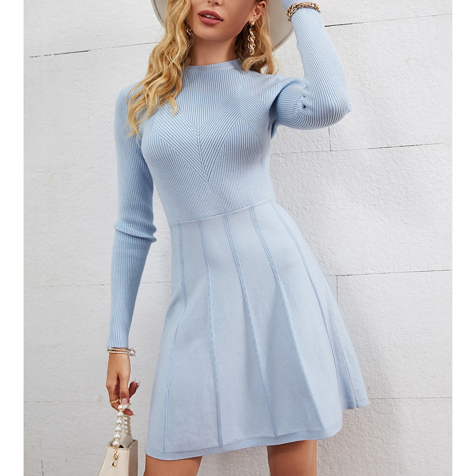 Office slim knitted midi dresses