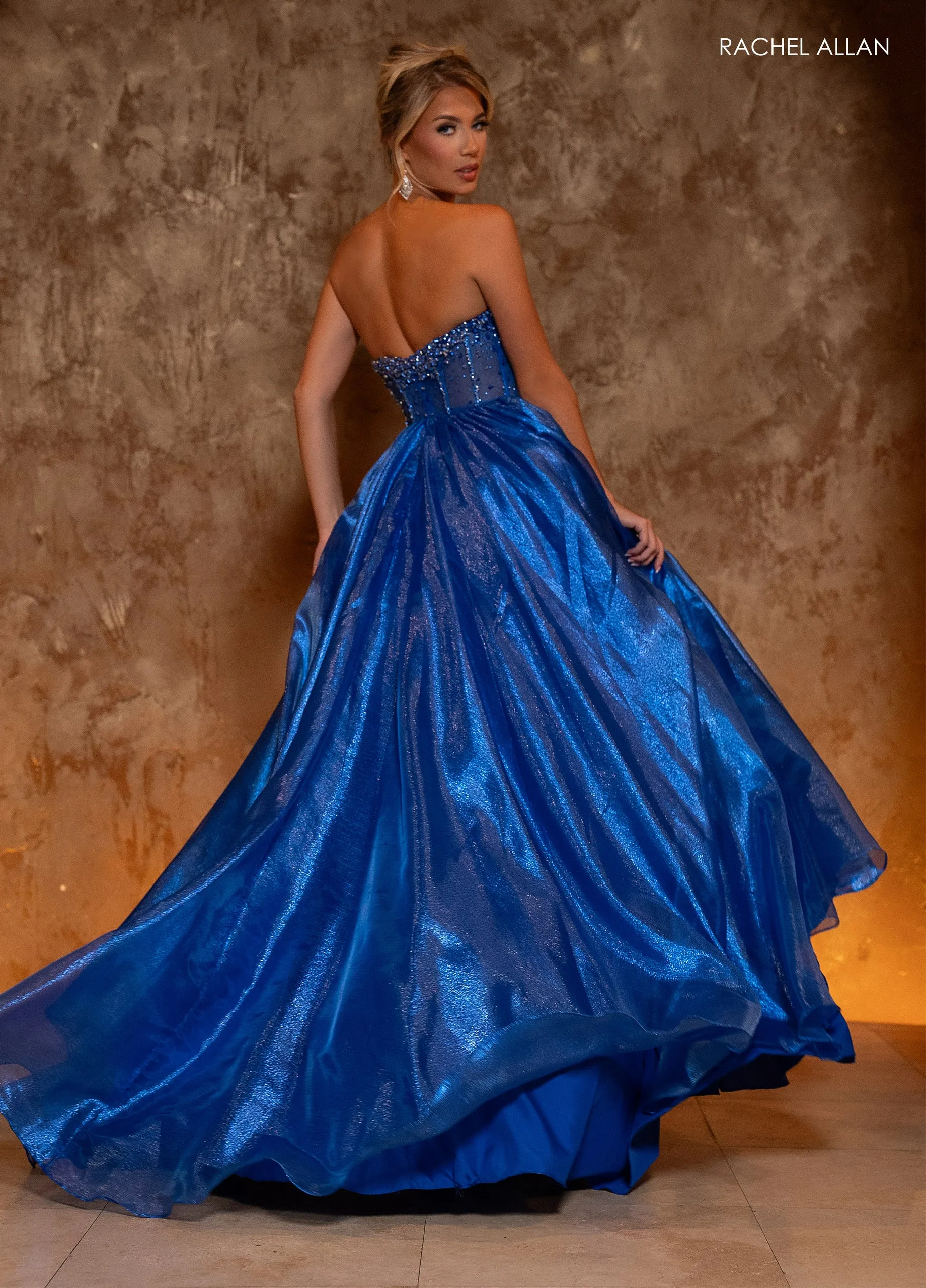 Organza Strapless A-line Gown by Rachel Allan 70812