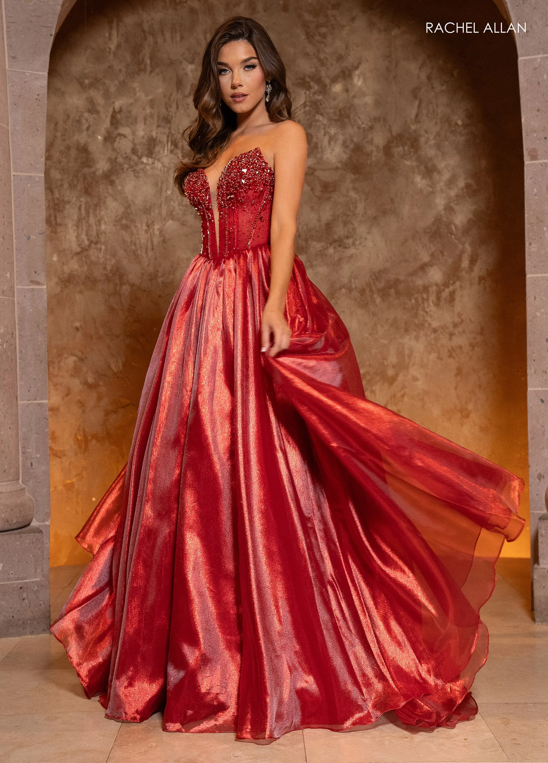 Organza Strapless A-line Gown by Rachel Allan 70812
