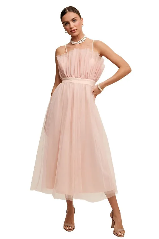 Paper Bag Frill Tulle Maxi Dress