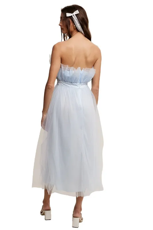 Paper Bag Frill Tulle Maxi Dress