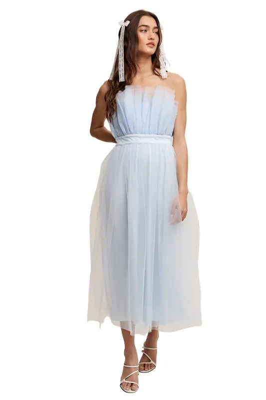 Paper Bag Frill Tulle Maxi Dress
