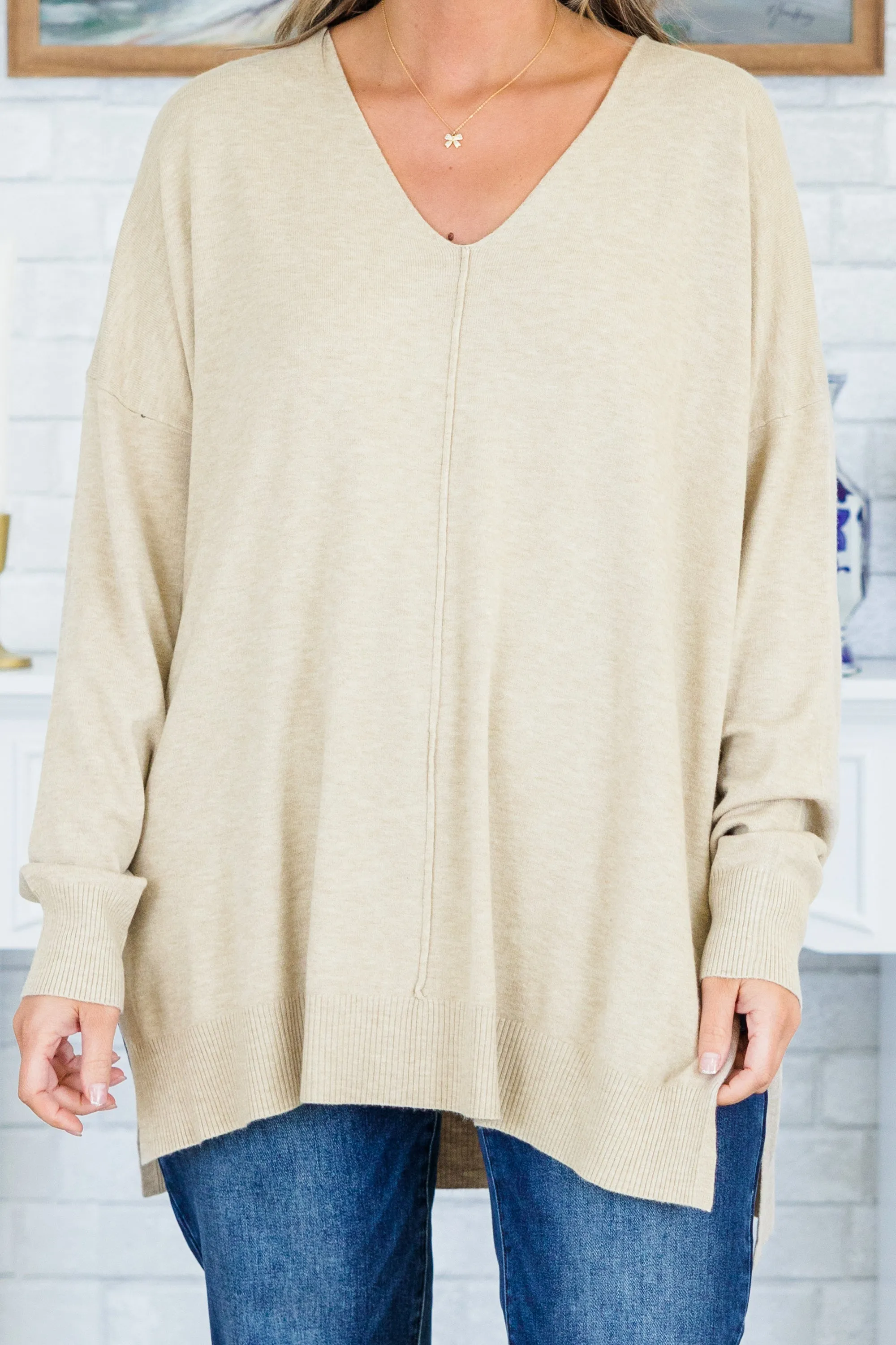 Perfect For Outside Sweater, Heather Light Mocha