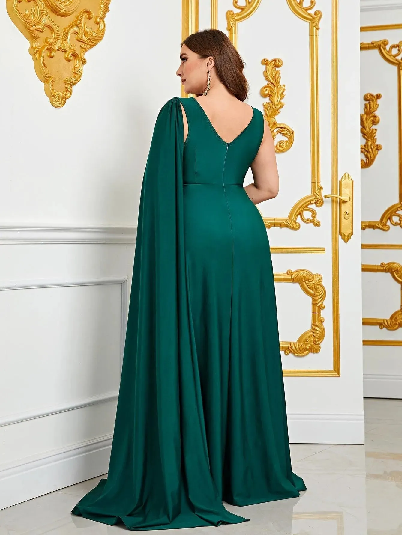 Plus Ruched Draped Side  A Line Dresses