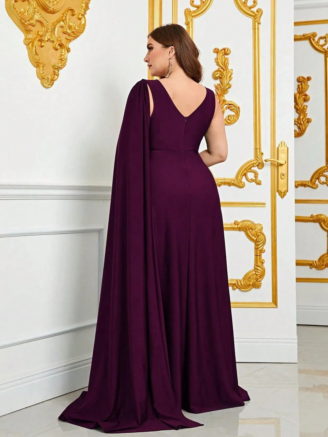 Plus Ruched Draped Side  A Line Dresses