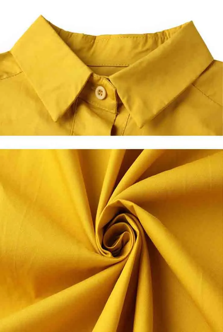Plus Size Oversized Solid Color Shirt Midi Dress