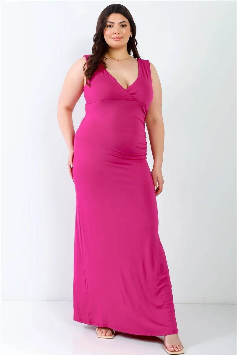 Plus Solid Sleeveless Maxi Dress