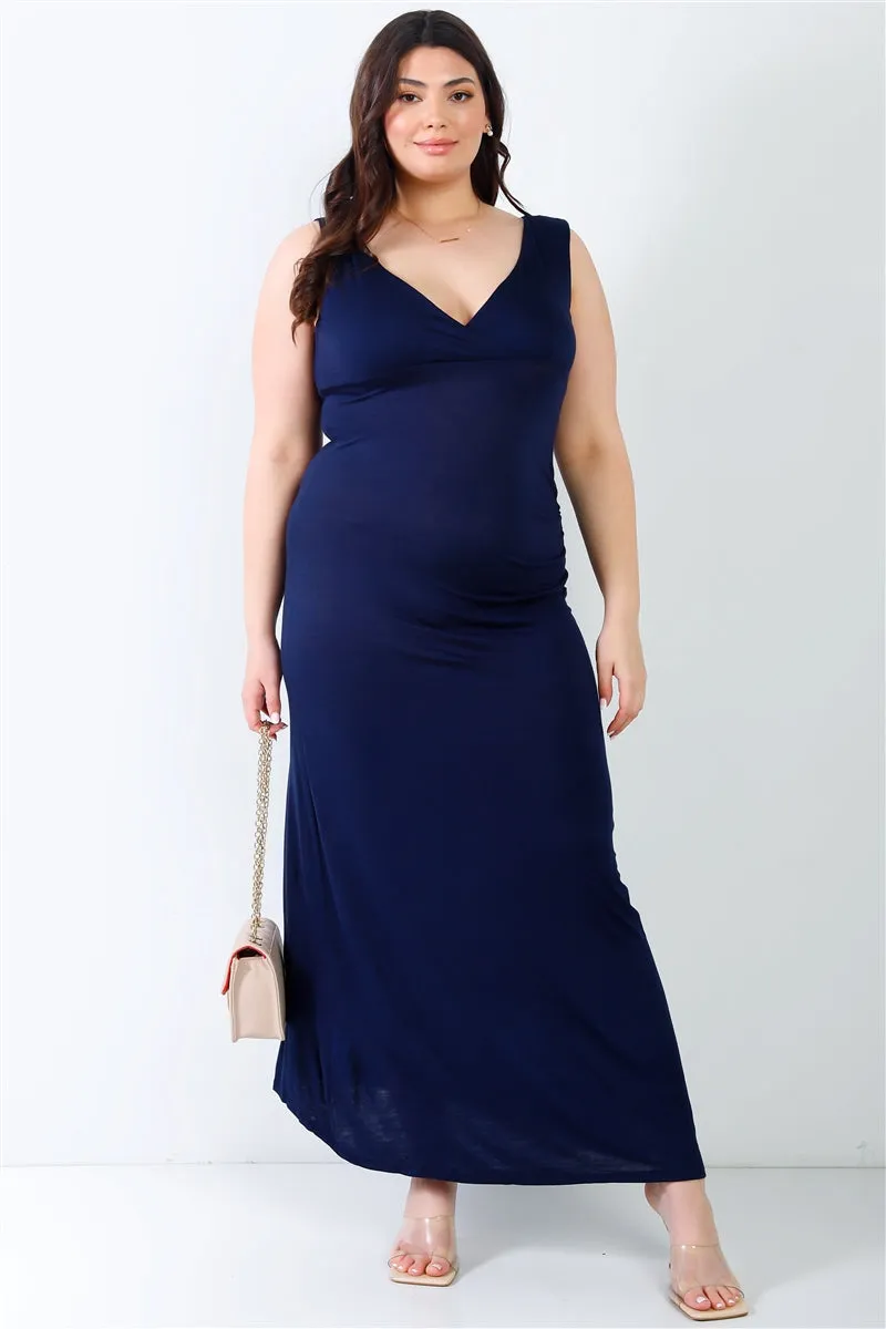 Plus Solid Sleeveless Maxi Dress