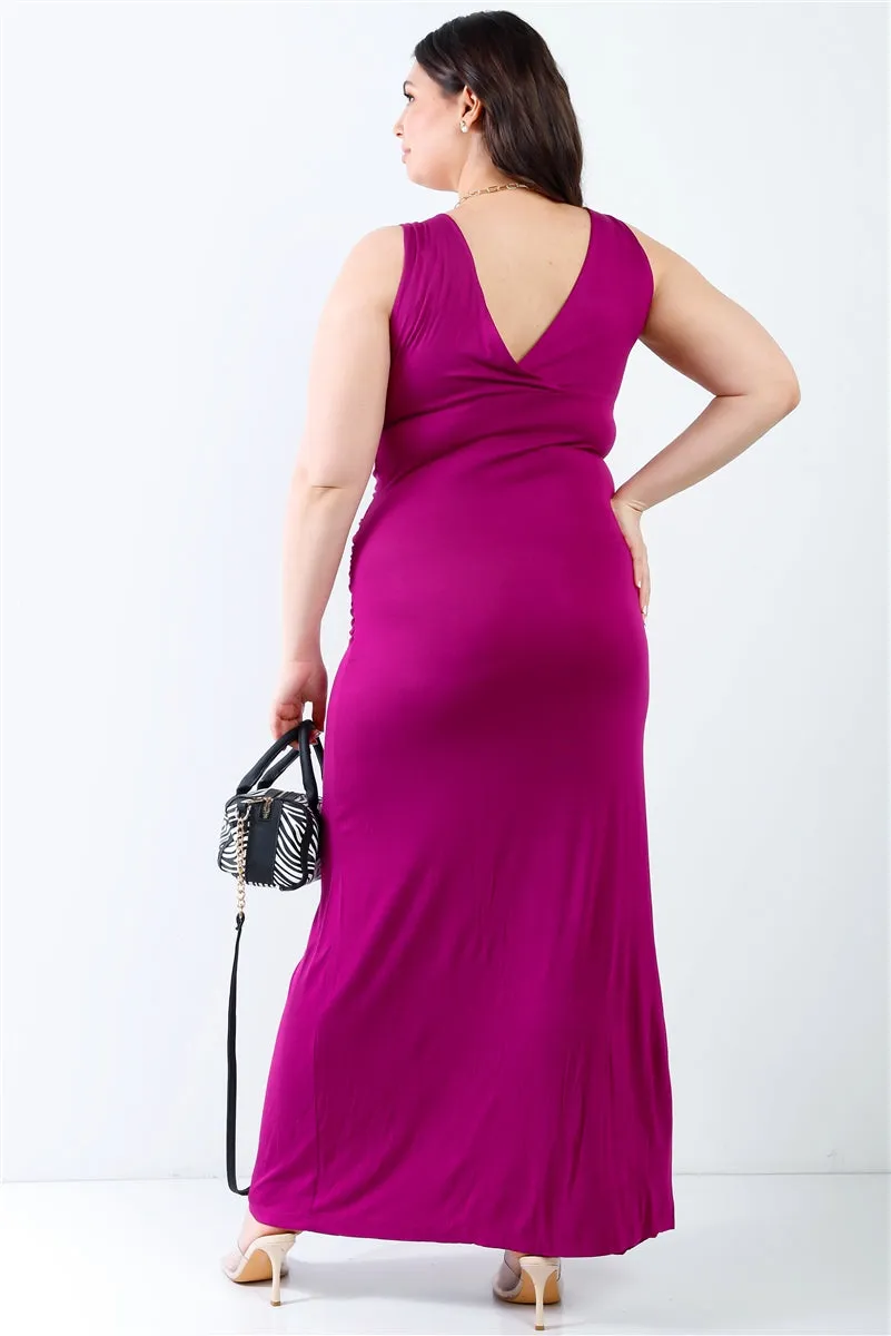 Plus Solid Sleeveless Maxi Dress