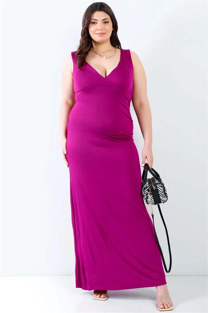 Plus Solid Sleeveless Maxi Dress