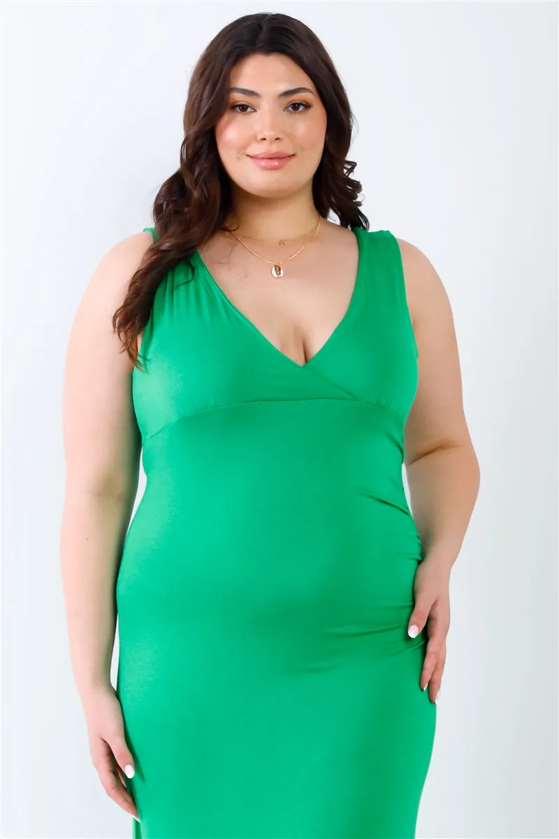 Plus Solid Sleeveless Maxi Dress
