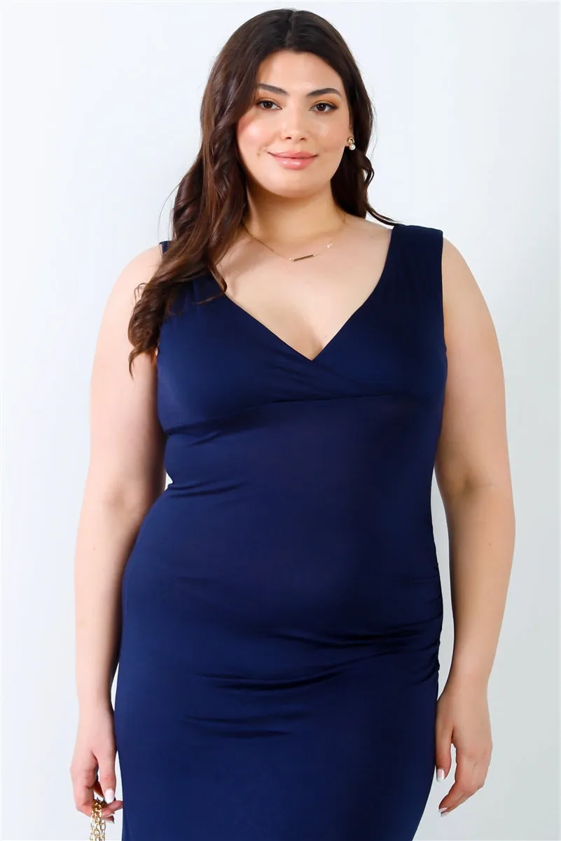 Plus Solid Sleeveless Maxi Dress