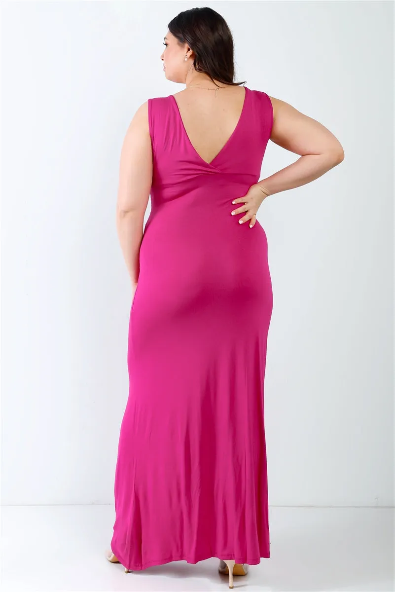 Plus Solid Sleeveless Maxi Dress