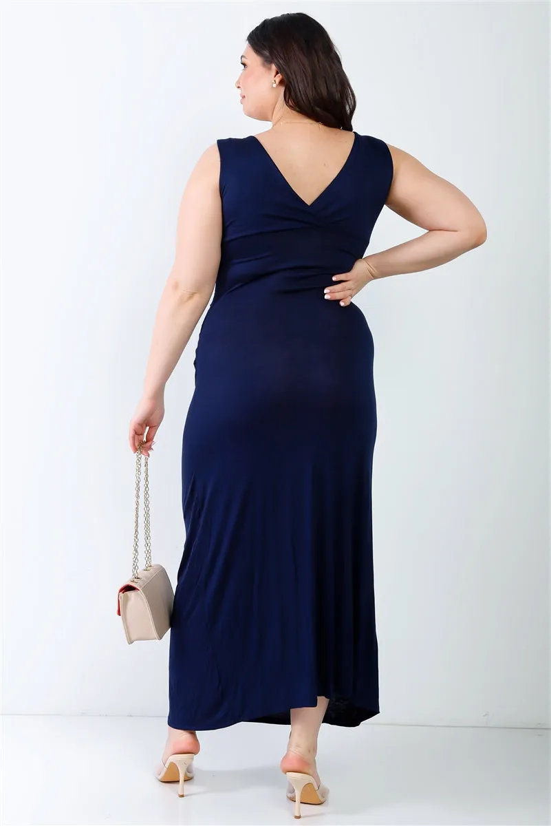 Plus Solid Sleeveless Maxi Dress
