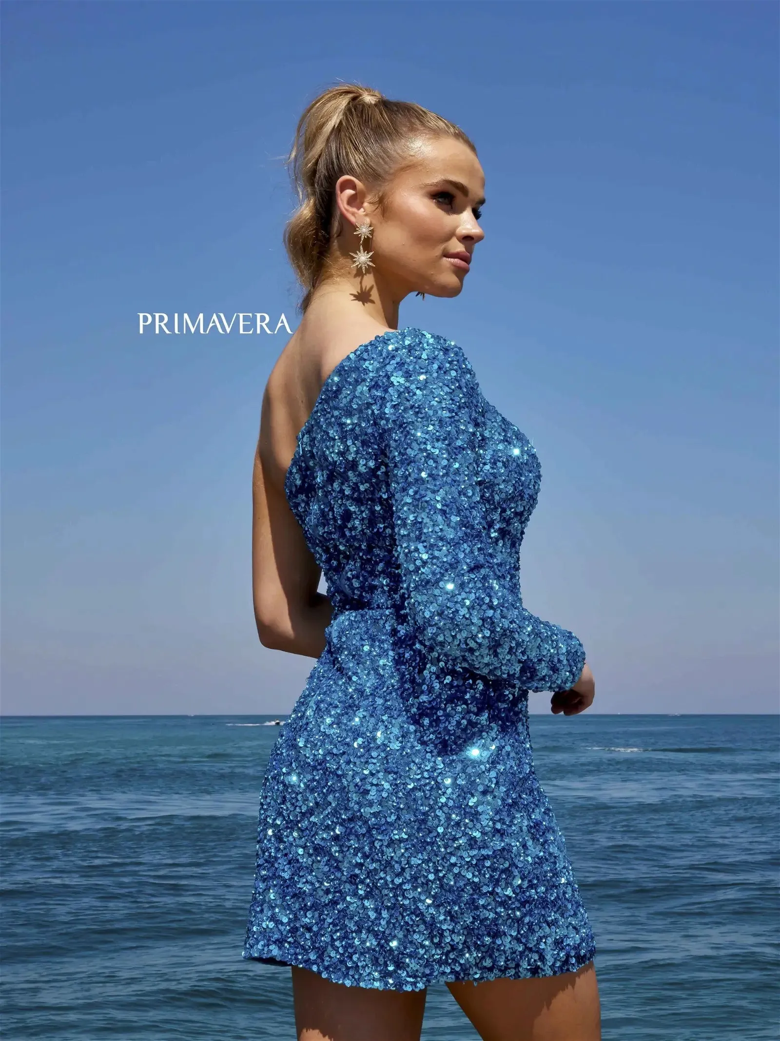 Primavera Couture 3860 Homecoming Cocktail Dress Fitted sequin beaded short