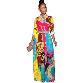 Rayven Women Long Sleeves Casual Loose Ruched Long Maxi Dress