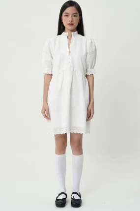 Renee Scallop Dress In White (LAST PIECES)