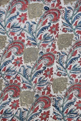 'RILEY' Natural Dyed Block Printed Cotton x Silk Fabric With Touch Of Pigment Gold Print Creative Bee x 0.50 Meter