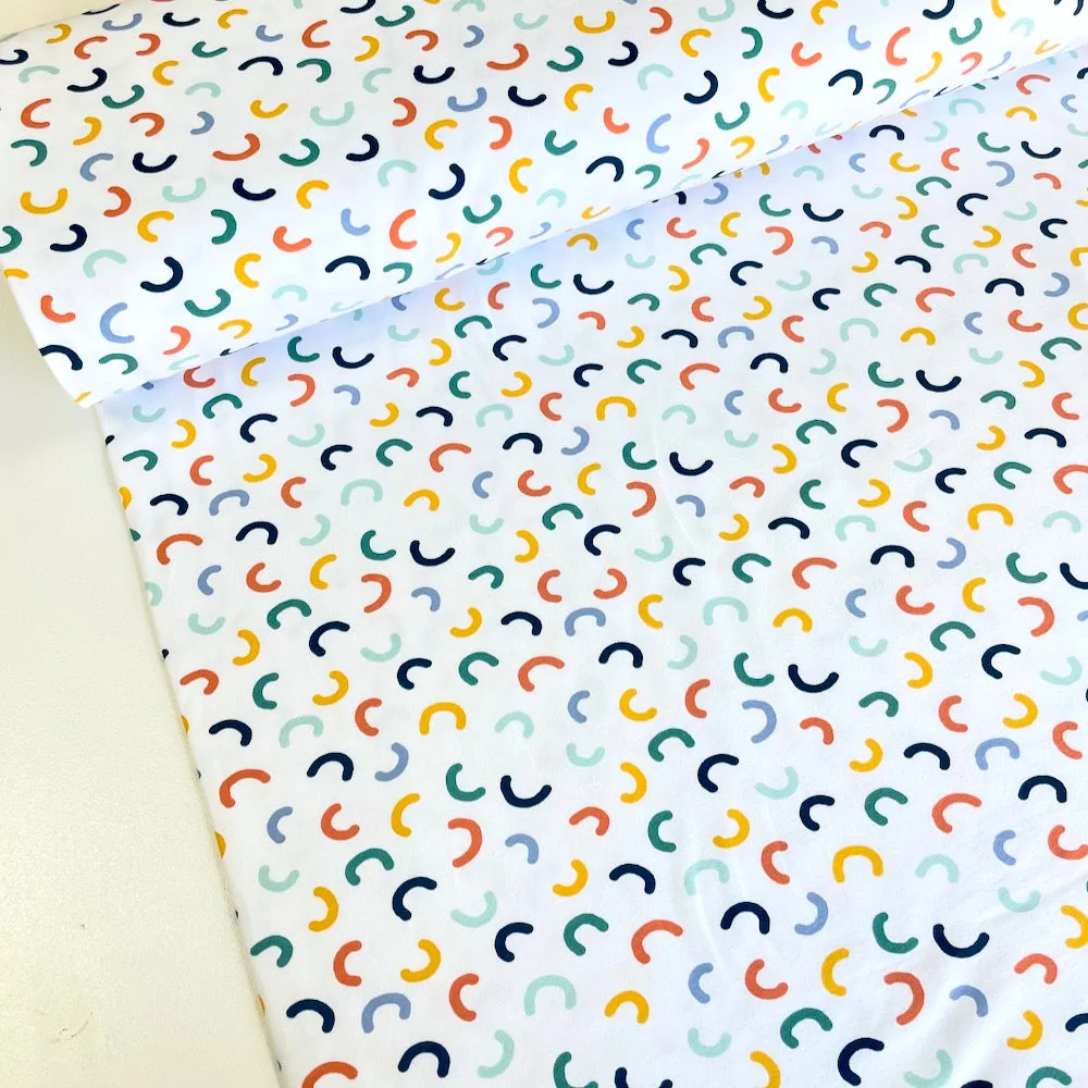 Scattered Rainbows - GOTS Soft Sweat Fabric - White