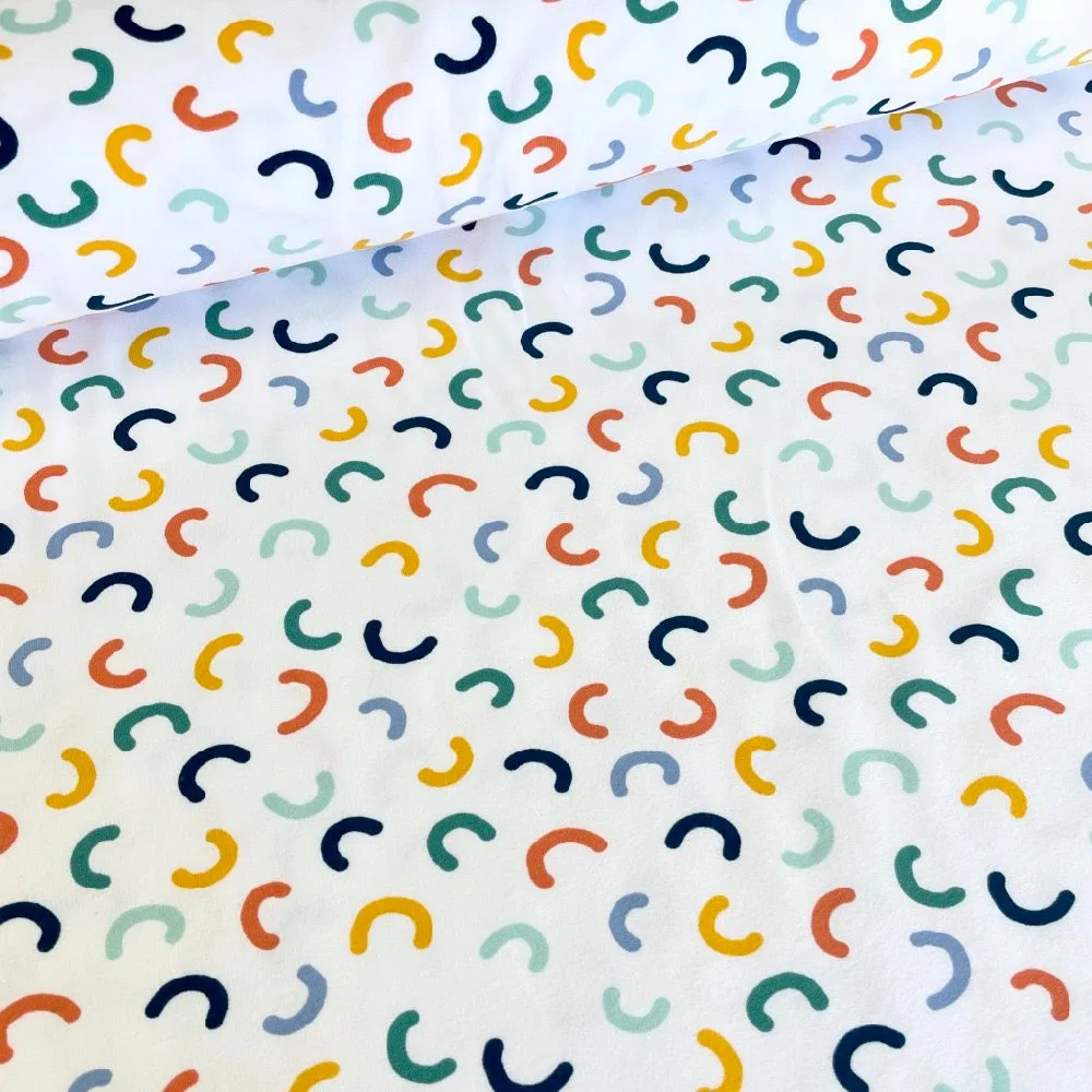 Scattered Rainbows - GOTS Soft Sweat Fabric - White