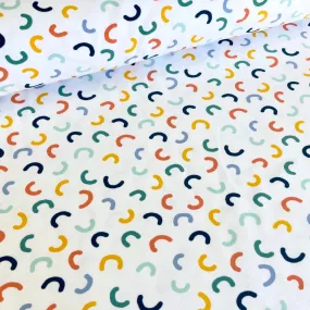 Scattered Rainbows - GOTS Soft Sweat Fabric - White