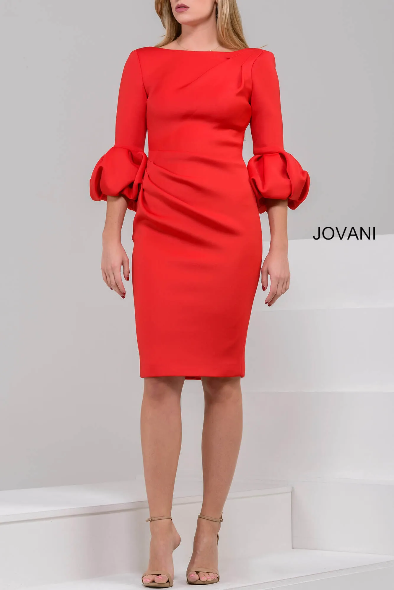 Scuba 3/4 Sleeve Cocktail Dress by Jovani 39738