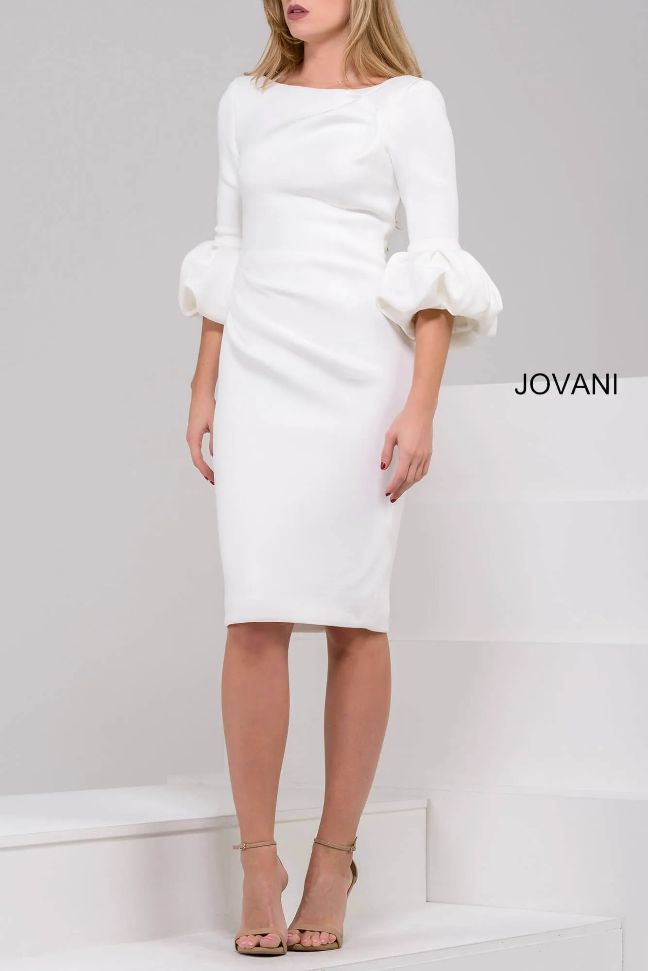 Scuba 3/4 Sleeve Cocktail Dress by Jovani 39738