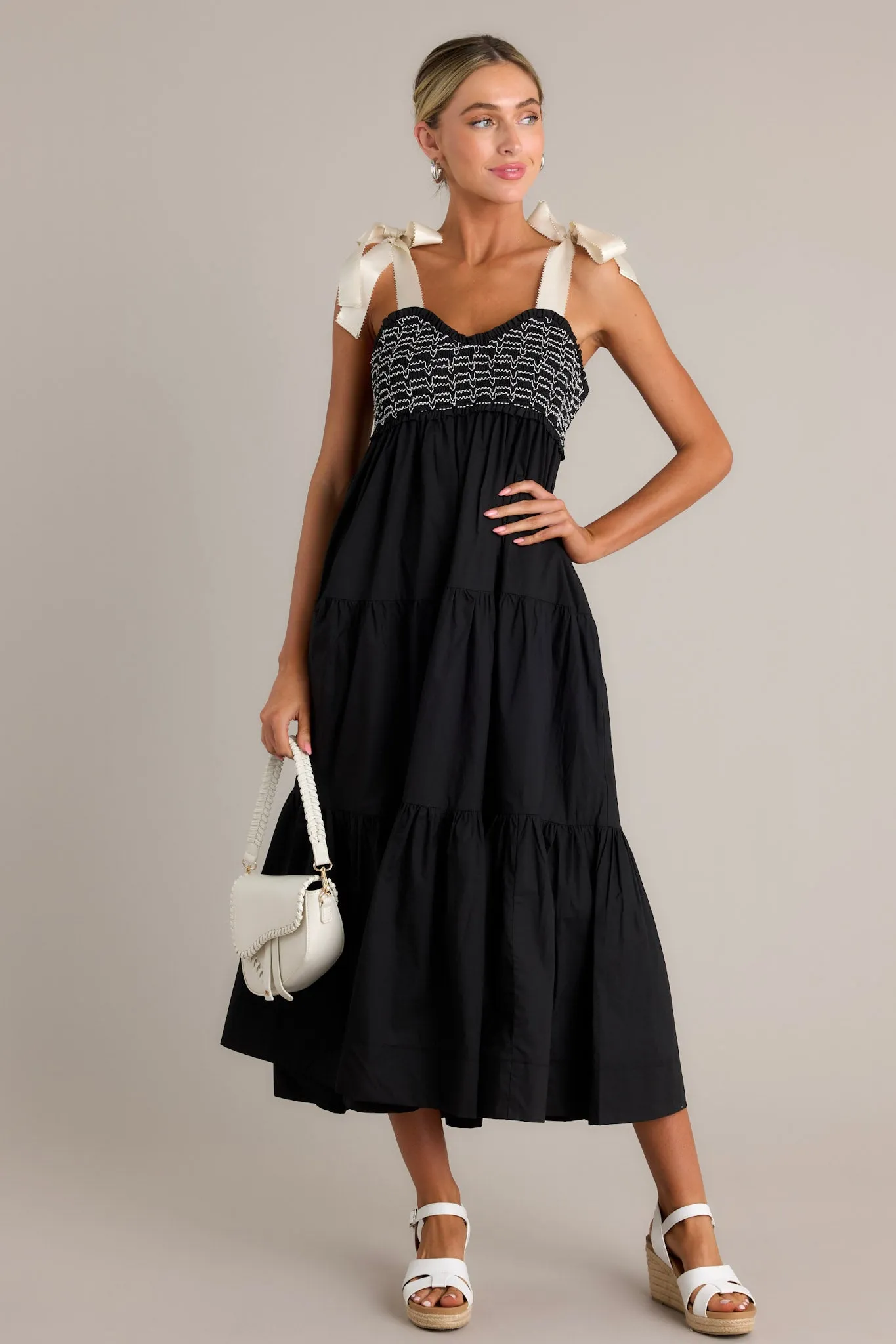 Serene Whisper 100% Cotton Black Maxi Dress