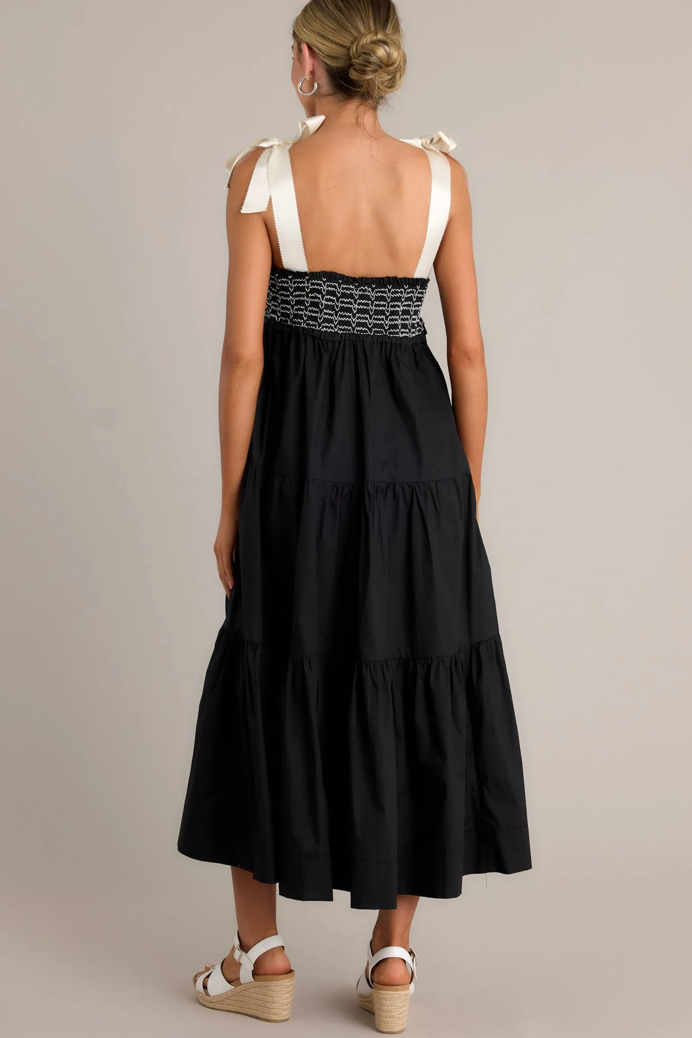 Serene Whisper 100% Cotton Black Maxi Dress