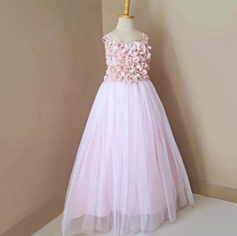 Sia Soft Blush Floral Tulle Dress
