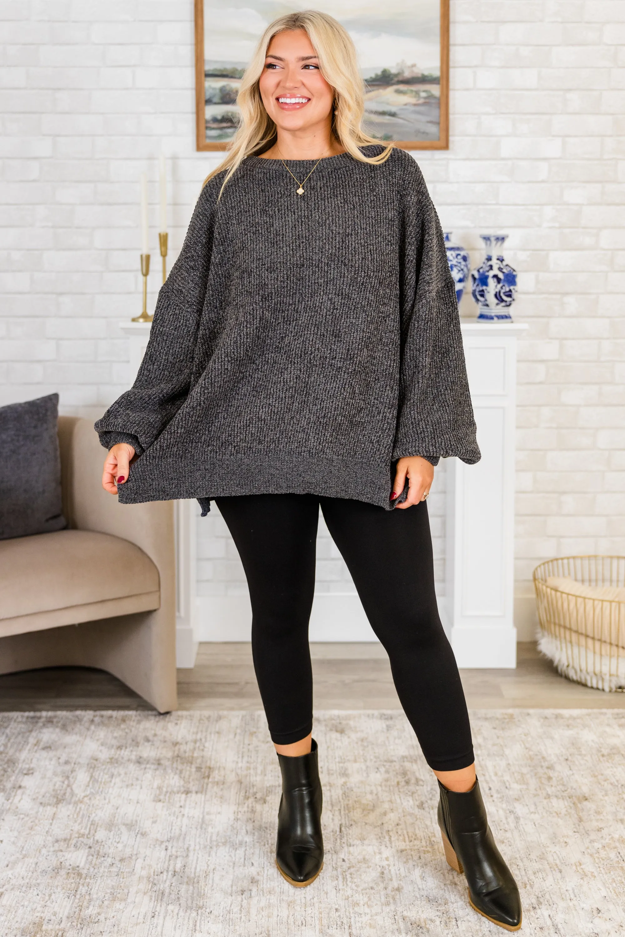 Simple But Sweet Sweater, Charcoal