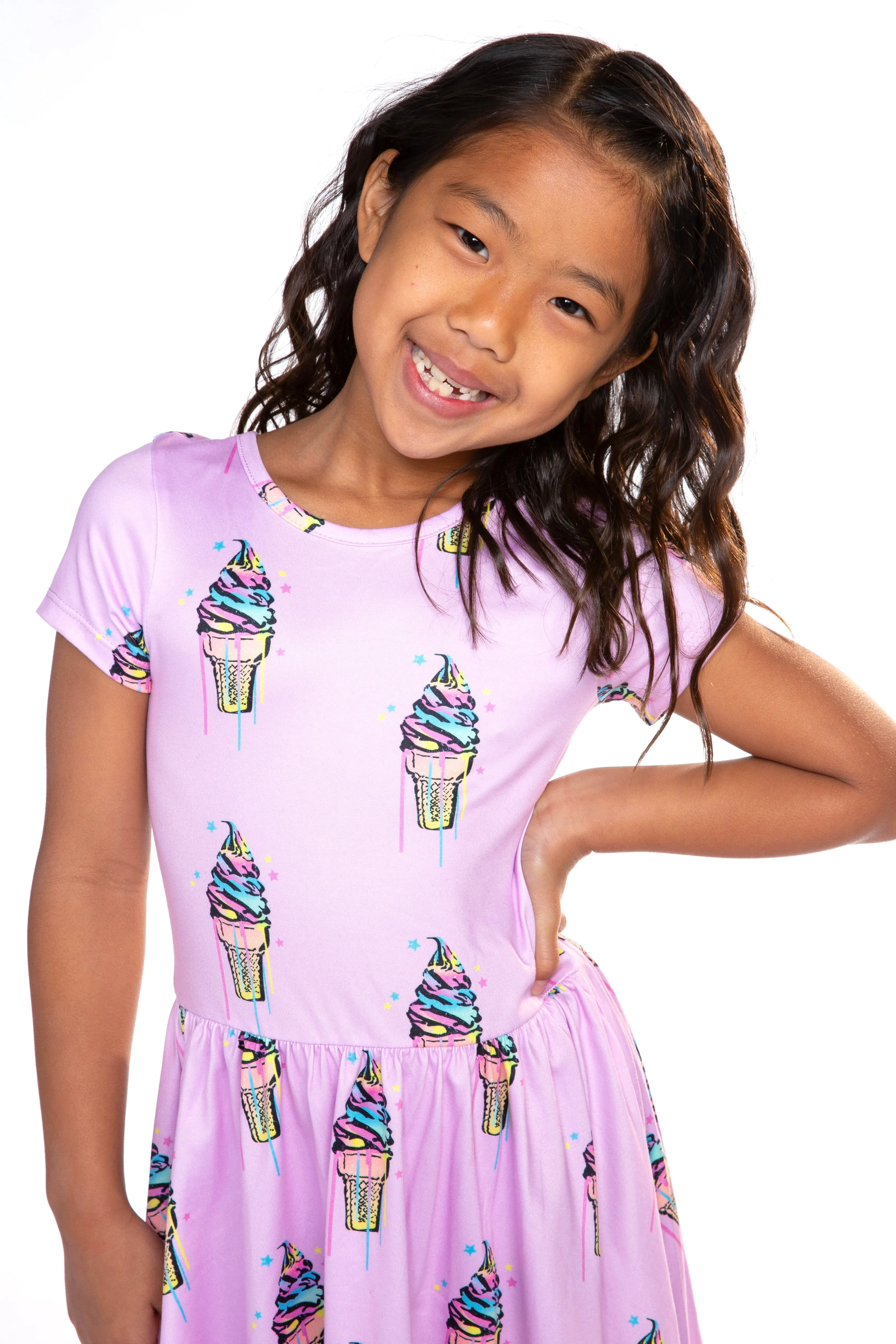 Simply Soft Scoop Back Be Happy Dress - Pink Aqua Ice Creams