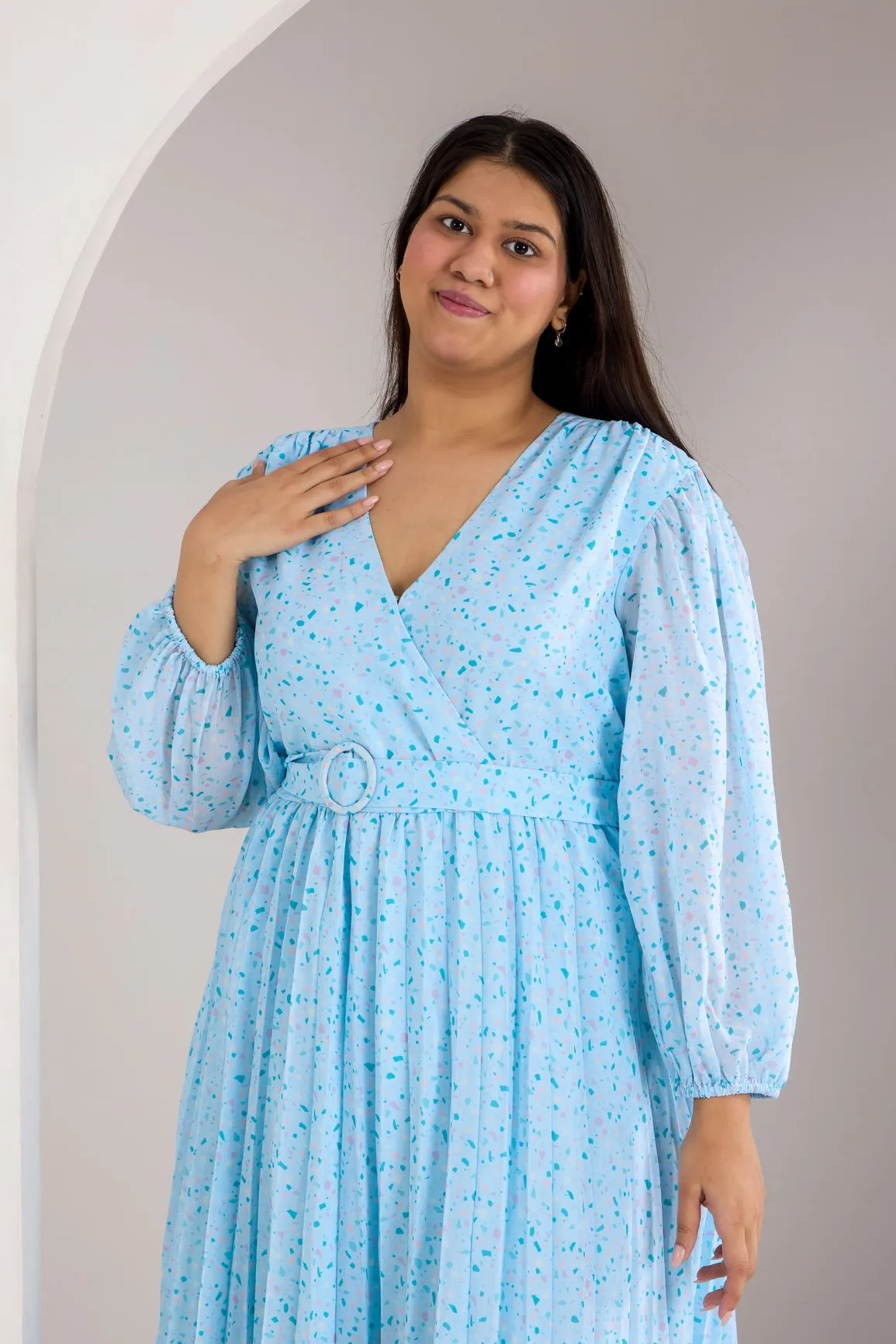 SKY BLUE PLEATED MAXI - POLAGO PLUS