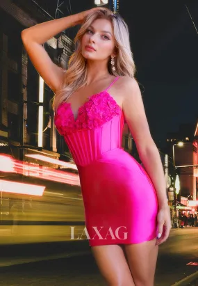 Spaghetti Straps Lace Appliques Beaded Fitted Party Homecoming Dress